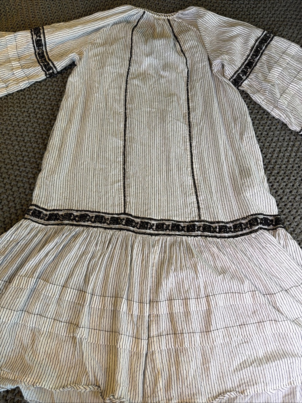 Free People Vagabond Cotton White & Black Embroidered Tunic Women Sz L Bohemian - Picture 13 of 13